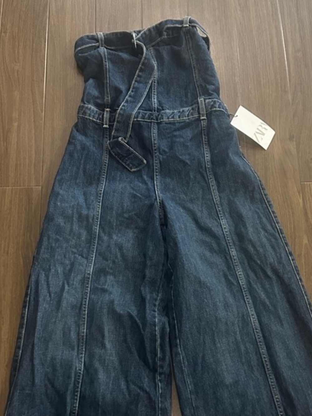 Zara Dark Indigo Strapless Denim Jumpsuit - Picture 5 of 8